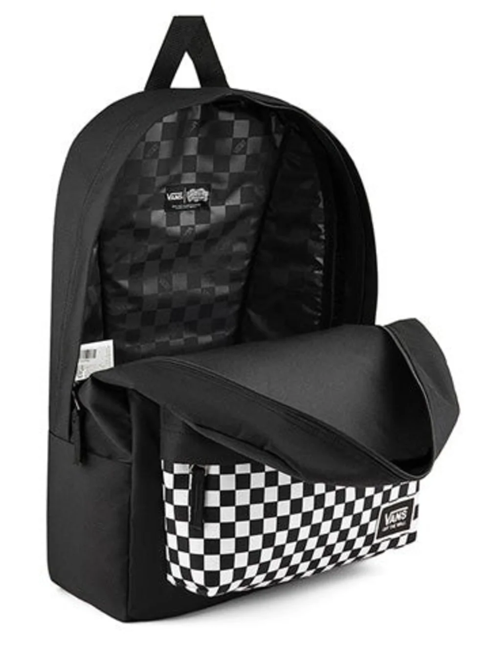 Vans Black Checkerboard Kids Backpack with Colorful SpongeBob Graphic